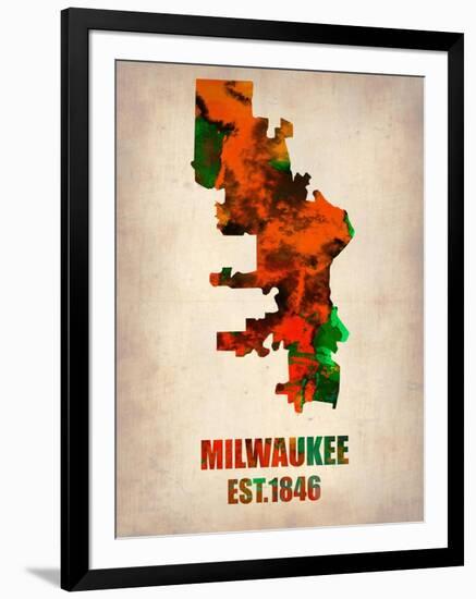 Milwaukee Watercolor Map-NaxArt-Framed Art Print