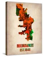 Milwaukee Watercolor Map-NaxArt-Stretched Canvas