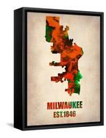 Milwaukee Watercolor Map-NaxArt-Framed Stretched Canvas