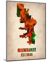 Milwaukee Watercolor Map-NaxArt-Mounted Art Print