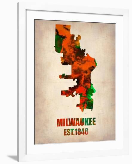 Milwaukee Watercolor Map-NaxArt-Framed Art Print