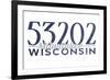Milwaukee, Wisconsin - 53202 Zip Code (Blue)-Lantern Press-Framed Premium Giclee Print