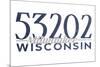 Milwaukee, Wisconsin - 53202 Zip Code (Blue)-Lantern Press-Mounted Premium Giclee Print