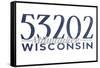 Milwaukee, Wisconsin - 53202 Zip Code (Blue)-Lantern Press-Framed Stretched Canvas