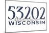 Milwaukee, Wisconsin - 53202 Zip Code (Blue)-Lantern Press-Mounted Art Print