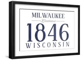 Milwaukee, Wisconsin - Established Date (Blue)-Lantern Press-Framed Art Print