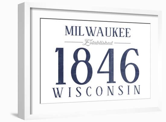 Milwaukee, Wisconsin - Established Date (Blue)-Lantern Press-Framed Art Print