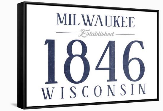 Milwaukee, Wisconsin - Established Date (Blue)-Lantern Press-Framed Stretched Canvas