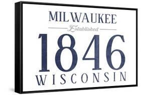 Milwaukee, Wisconsin - Established Date (Blue)-Lantern Press-Framed Stretched Canvas