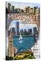 Milwaukee, Wisconsin - Montage Scenes-Lantern Press-Stretched Canvas