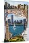 Milwaukee, Wisconsin - Montage Scenes-Lantern Press-Mounted Art Print