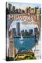 Milwaukee, Wisconsin - Montage Scenes-Lantern Press-Stretched Canvas