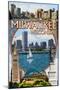 Milwaukee, Wisconsin - Montage Scenes-Lantern Press-Mounted Art Print