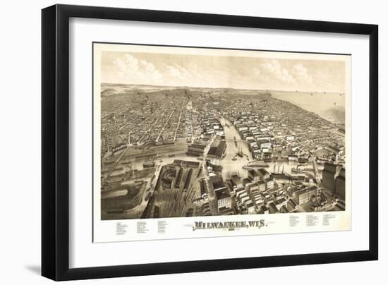 Milwaukee, Wisconsin - Panoramic Map-Lantern Press-Framed Art Print