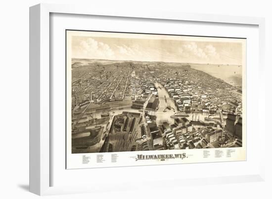 Milwaukee, Wisconsin - Panoramic Map-Lantern Press-Framed Art Print