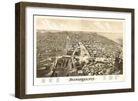 Milwaukee, Wisconsin - Panoramic Map-Lantern Press-Framed Premium Giclee Print