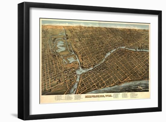 Milwaukee, Wisconsin - Panoramic Map-Lantern Press-Framed Art Print