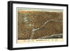 Milwaukee, Wisconsin - Panoramic Map-Lantern Press-Framed Art Print