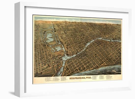 Milwaukee, Wisconsin - Panoramic Map-Lantern Press-Framed Art Print