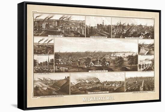 Milwaukee, Wisconsin - Panoramic Map-Lantern Press-Framed Stretched Canvas