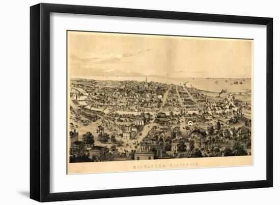 Milwaukee, Wisconsin - Panoramic Map-Lantern Press-Framed Art Print