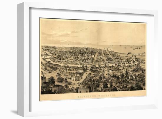 Milwaukee, Wisconsin - Panoramic Map-Lantern Press-Framed Art Print
