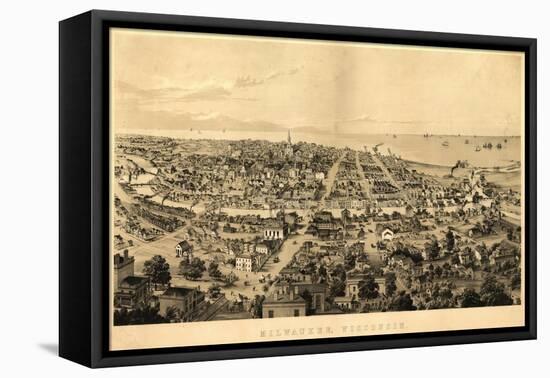 Milwaukee, Wisconsin - Panoramic Map-Lantern Press-Framed Stretched Canvas