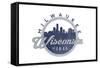 Milwaukee, Wisconsin - Skyline Seal (Blue)-Lantern Press-Framed Stretched Canvas