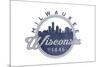 Milwaukee, Wisconsin - Skyline Seal (Blue)-Lantern Press-Mounted Art Print