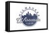 Milwaukee, Wisconsin - Skyline Seal (Blue)-Lantern Press-Framed Stretched Canvas