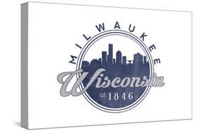 Milwaukee, Wisconsin - Skyline Seal (Blue)-Lantern Press-Stretched Canvas