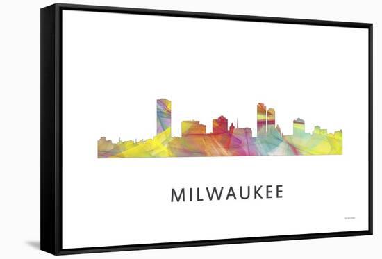 Milwaukee Wisconsin Skyline-Marlene Watson-Framed Stretched Canvas