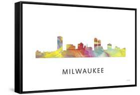 Milwaukee Wisconsin Skyline-Marlene Watson-Framed Stretched Canvas