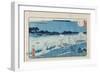 Mimeguri Embankment on the Sumida River (Sumidagawa Mimeguri Tsutsumi) (Colour Woodblock Print)-Utagawa II Hiroshige-Framed Giclee Print