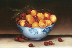 Pears in a Blue Bowl-Mimi Roberts-Stretched Canvas