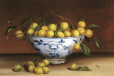 Pears in a Blue Bowl-Mimi Roberts-Stretched Canvas