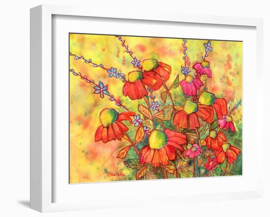 Mimosa Sky Flowers-Blenda Tyvoll-Framed Art Print