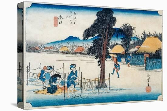 Minakuchi: Famous Production of Kampyo, from the Series 'Fifty-Three Stations on the Tokaido',…-Ando Hiroshige-Stretched Canvas