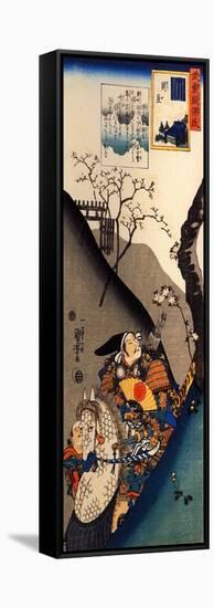 Minamoto Yoshiie at the Nakoso Barrier-Kuniyoshi Utagawa-Framed Stretched Canvas