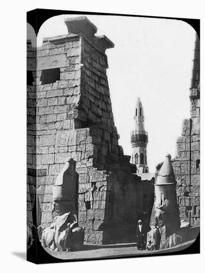 Minaret and Ruins of Luxor Temple, Luxor, Egypt, C1890. Lantern Slide-Newton & Co-Stretched Canvas