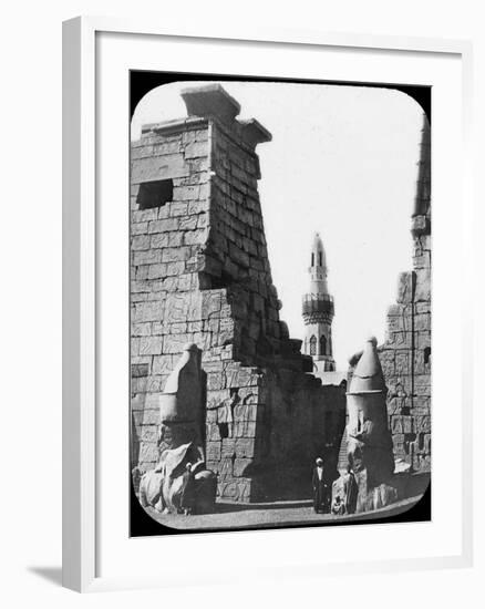 Minaret and Ruins of Luxor Temple, Luxor, Egypt, C1890. Lantern Slide-Newton & Co-Framed Photographic Print