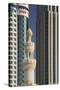 Minaret below Skyscrapers in Dubai-Jon Hicks-Stretched Canvas