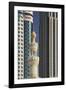 Minaret below Skyscrapers in Dubai-Jon Hicks-Framed Photographic Print