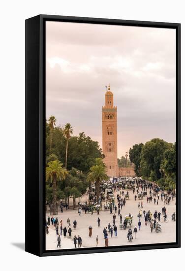 Minaret, Koutoubia Mosque, Place Jemaa El Fna, Marrakech, Morocco-Nico Tondini-Framed Stretched Canvas