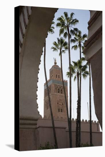 Minaret of Koutoubia Mosque with Palm Trees, UNESCO World Heritage Site, Marrakesh, Morocco-Stephen Studd-Stretched Canvas