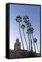 Minaret of Koutoubia Mosque with Palm Trees, UNESCO World Heritage Site, Marrakesh, Morocco-Stephen Studd-Framed Stretched Canvas