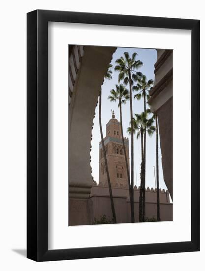 Minaret of Koutoubia Mosque with Palm Trees, UNESCO World Heritage Site, Marrakesh, Morocco-Stephen Studd-Framed Photographic Print