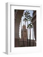 Minaret of Koutoubia Mosque with Palm Trees, UNESCO World Heritage Site, Marrakesh, Morocco-Stephen Studd-Framed Photographic Print