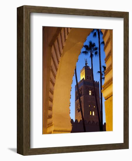 Minaret of the Koutoubia Mosque at Dusk, Marrakesh, Morocco, North Africa, Africa-Frank Fell-Framed Photographic Print