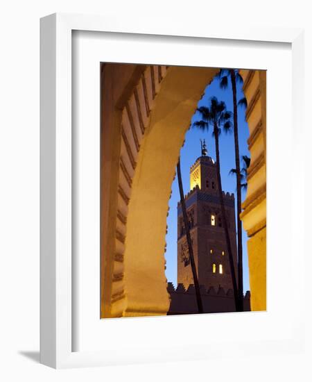 Minaret of the Koutoubia Mosque at Dusk, Marrakesh, Morocco, North Africa, Africa-Frank Fell-Framed Photographic Print